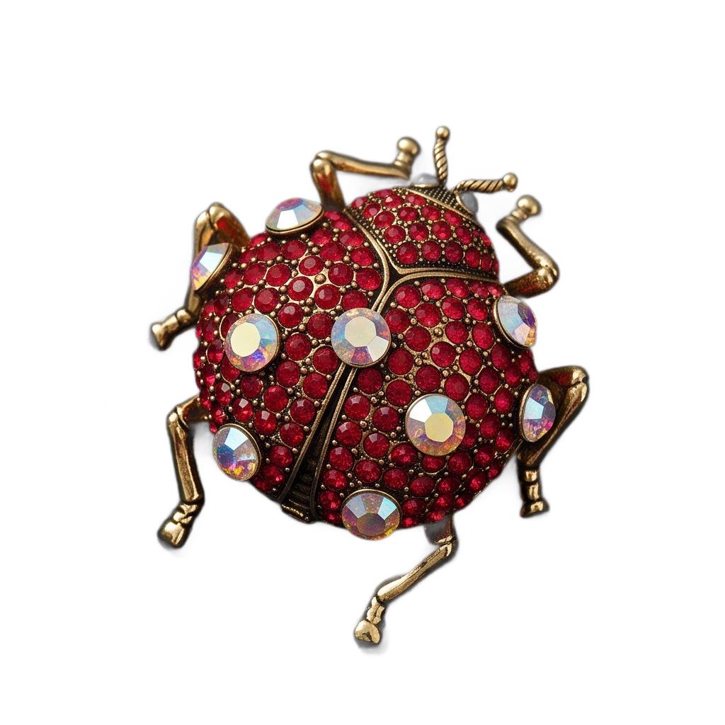 Red Rhinestone Beetle Brooch - Retro Insect Pin for Women's Fashion Suit Jackets