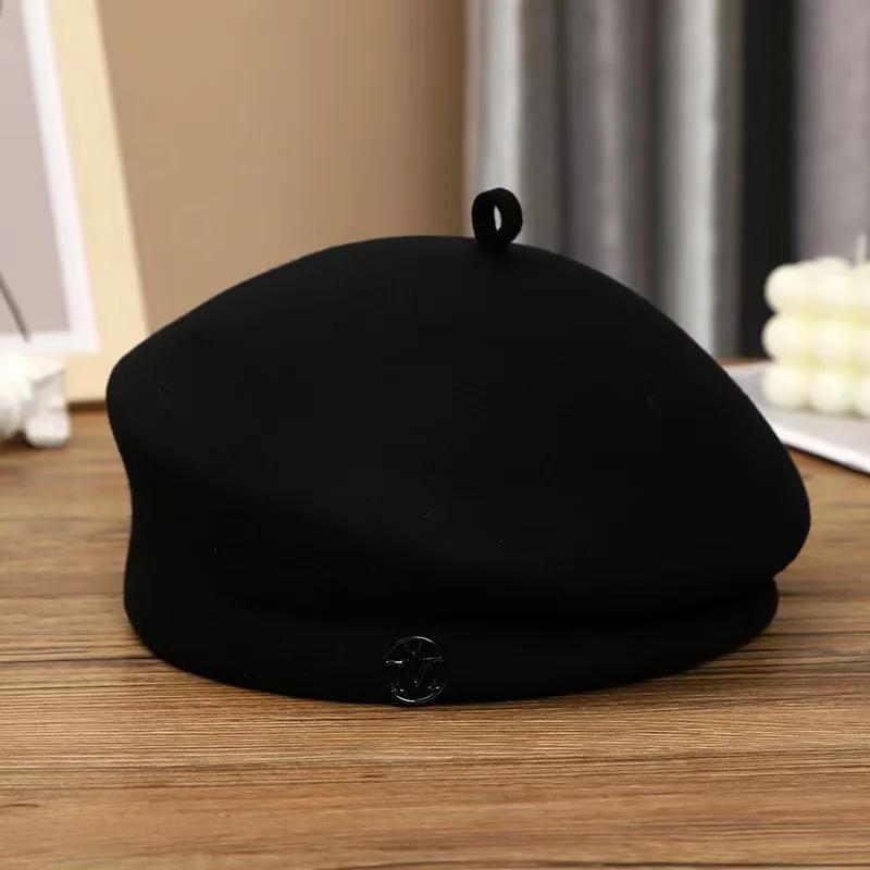 

Hot-selling Classic Women s Beret, Women s Fedora, Small Round Hat, Formal Accessory, Wool Felt Winter Warm Hat. 56-58CM чорний