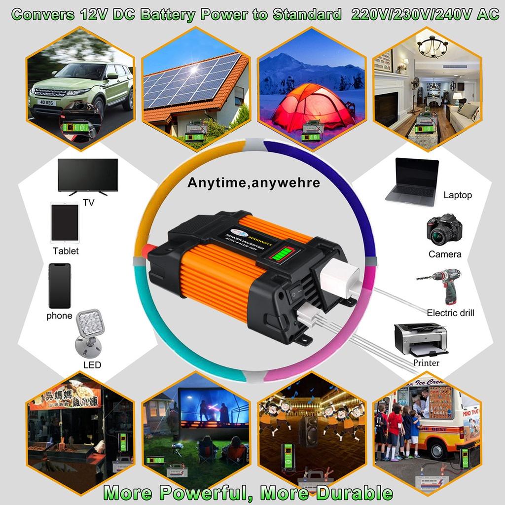 DC 12V To AC 220V/110VLED Power Display Car Power Inverter Charger Converter Voltage Transformer 2 USB Universal Socket