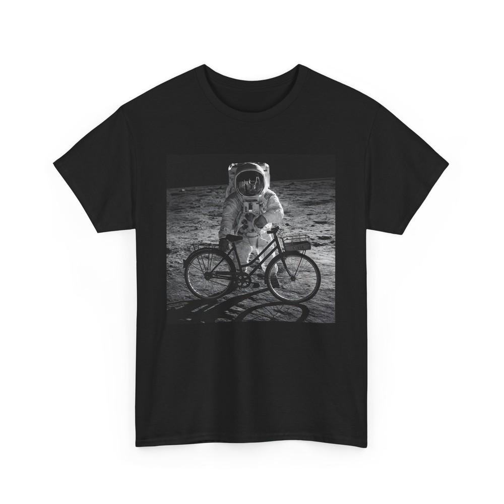 Astronaut Riding Bike on Moon Shirt  Funny Space Unisex Graphic Tee Unisex T-Shirt M