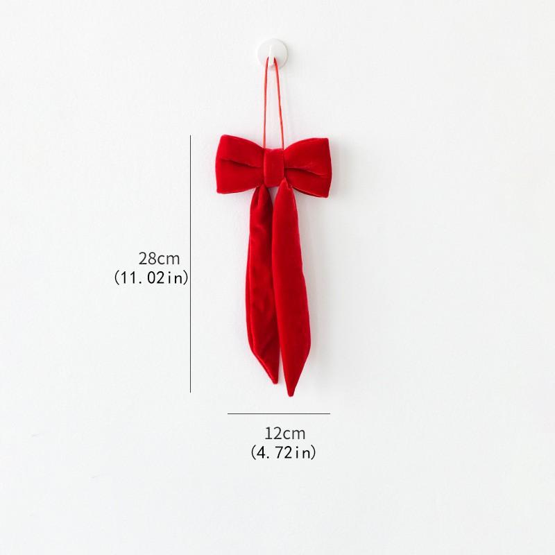 40cm Christmas Velvet Bow Tree Hanging Ornament Long Ribbon Window Display Pendant New Year Christmas Tree Fireplace Doors Decor