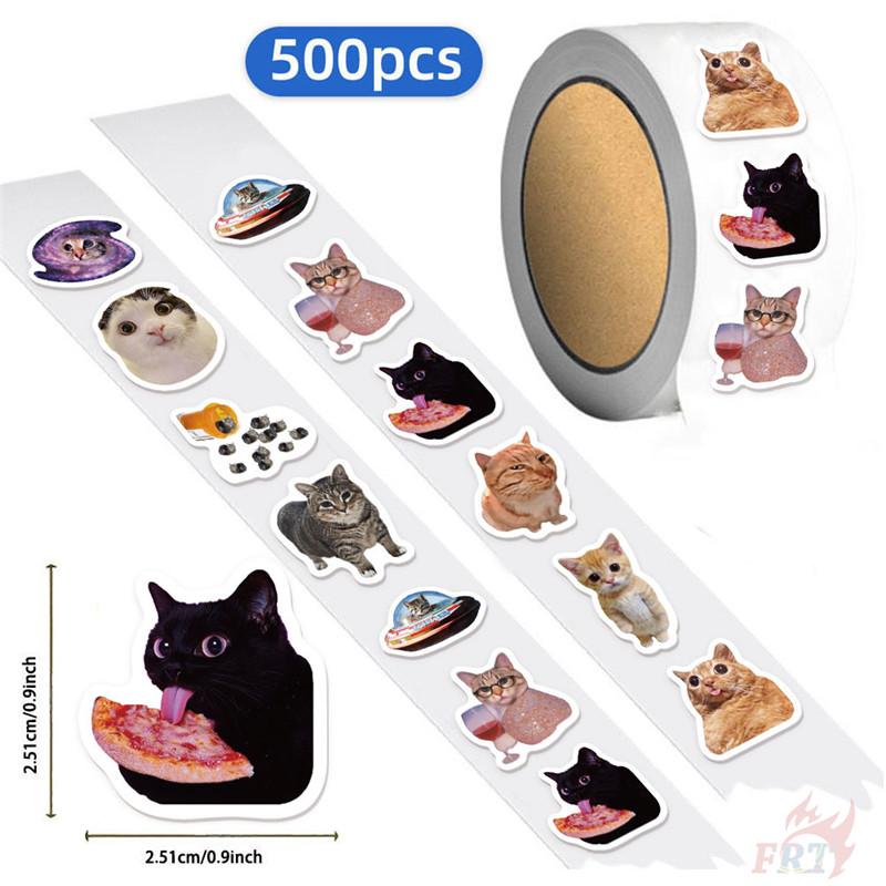 500Pcs/Roll Q Internet Celebrity Cats Kids Rewards Stickers - DIY Scrapbooks Album Decor Sealing Label Decals