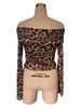 Sexy One-Shoulder Long Sleeve T-Shirt Leopard Mesh Tops Sexy Hottie Versatile Closet Essential Fashion Items Shirt