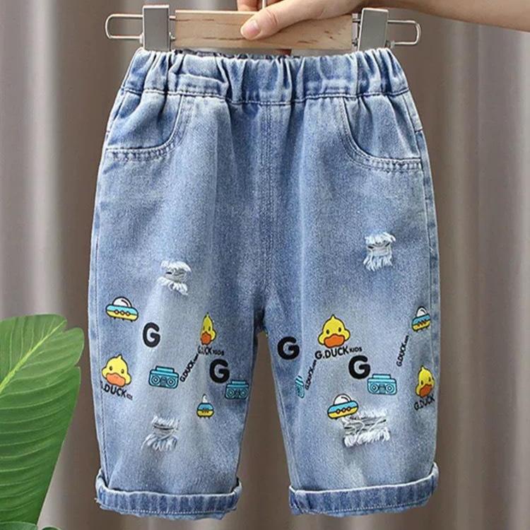 Neue Süße Dinosaurier Sommer Jungen Denim Mittellange Shorts