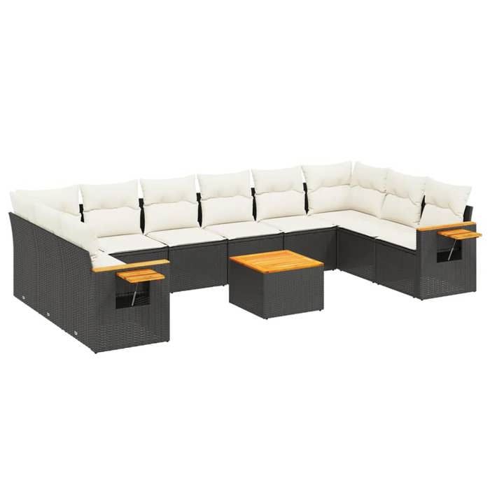 VidaXL Salon de Jardin avec Coussins 11 pcs, Canapés de Terrasse, Ensemble de Meubles de Patio, Mobilier d'Extérieur, Noir 3259571