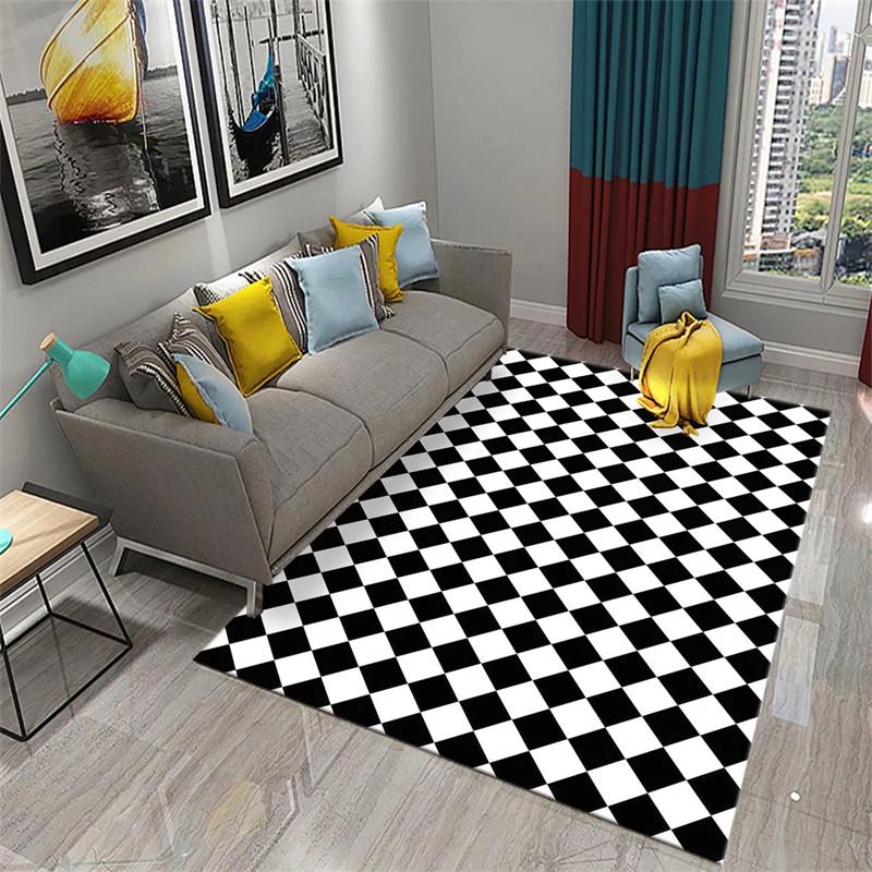 Color Checkerboard Plaid Carpet Geometric Plaid Floor Mats for Bedside Dorm Closet Dining Room Decor Soft Non-Slip Area Rugs