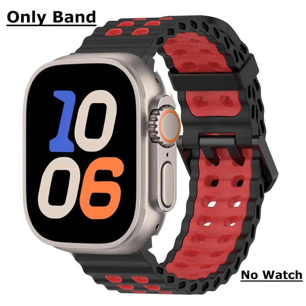 Ocean Silicone Strap for Apple Watch Ultra 2 49mm Band Breathable Bracelet for iWatch Series 10 46mm 42mm 9 8 7 6 SE 45mm 44mm