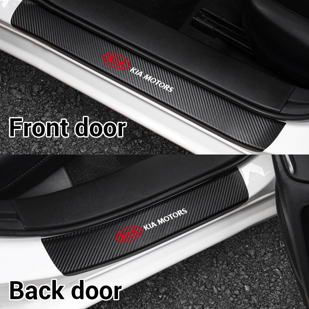 Car-Styling 4PCS Carbon Fiber Door Sill Threshold Protection Sticker For Kia Sportage Rio Optima Sorento Picanto Ceed Forte Niro