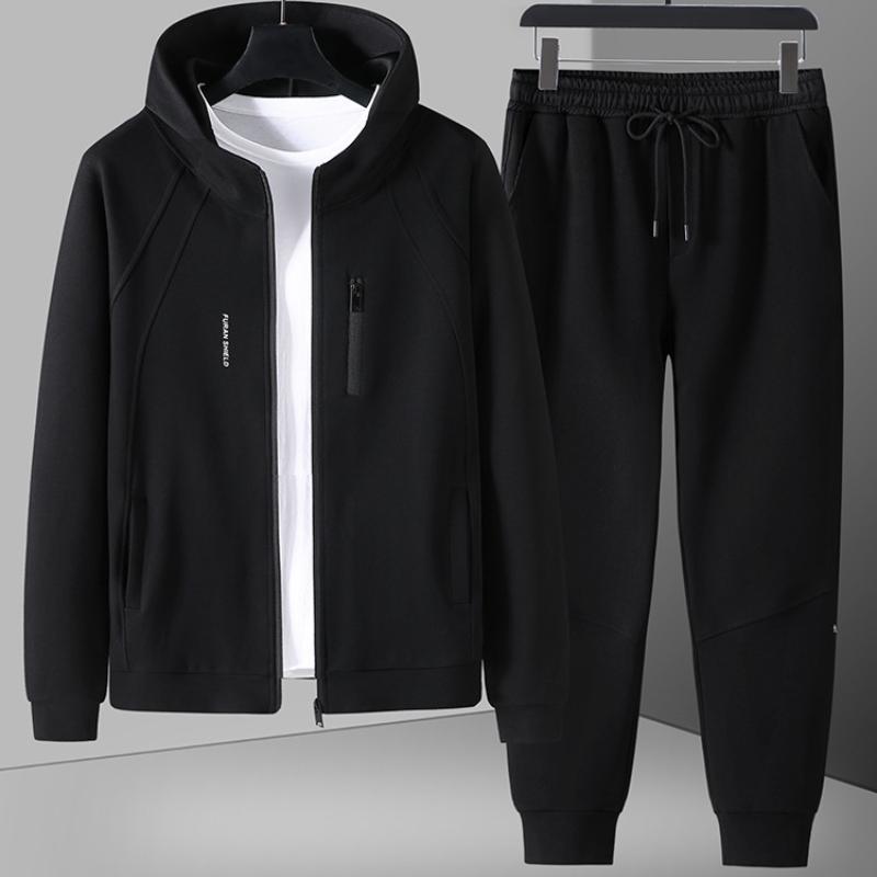 

(куртки + брюки) Весенняя Мода Мужские Куртки Мужские Пальто С Длинным Рукавом Мужские Повседневные Куртки Мужской Комплект Одежды 12XL чёрный