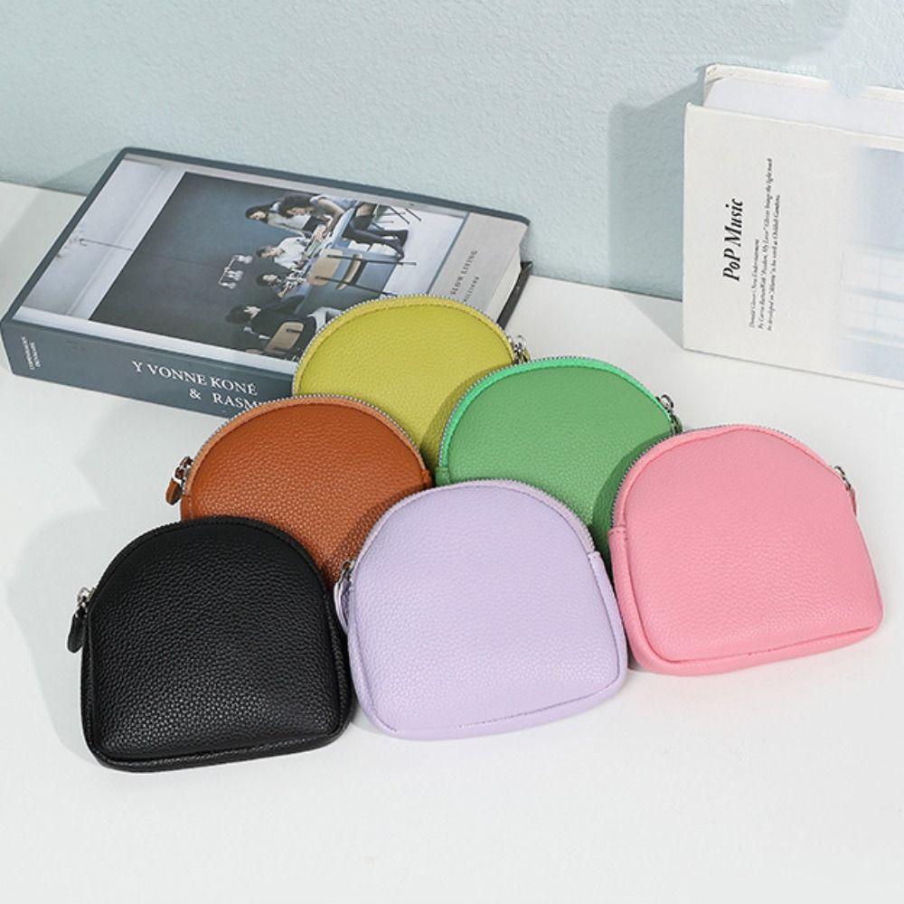 New PU Leather Women Short Wallet Solid Color Zipper Design Slim Small Wallet Large Capacity Card Bag Holder Women Men
