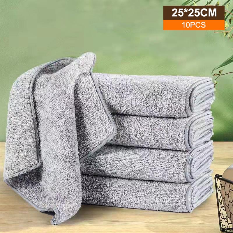 10Pcs Dishwashing Cloth Kitchen Rainbow Cloth Absorbent But Not Shedding Hair Table Cleaning Towel Household Thick Scouring Pad