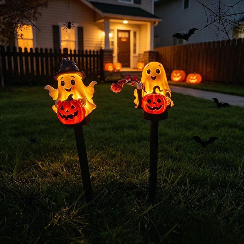 Resin Figurine Solar Halloween Lights Cute Garden Stake Light For Garden Courtyard Patio