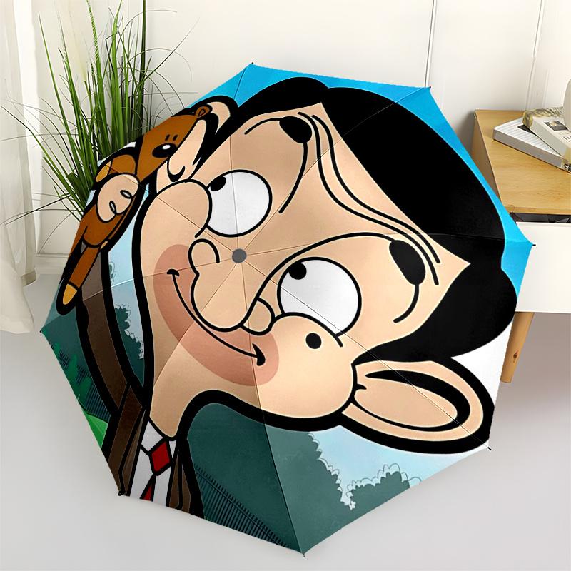 

Mr.Bean Themed Travel Umbrella-8 Ribs Automatic Opening and Closing, Portable Folding Design, Compact and Stylish Umbrella Suitable for Outd
