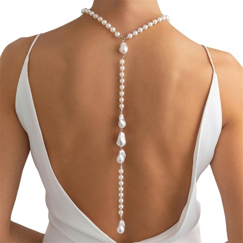Einzigartiges Barockperlen Halsketten-Accessoire Lange Länge Rückenfreies Outfit Schmuck für Formelle und Lässige Outfits