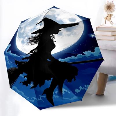 1pc Moon Witch Automatic Open/Close Umbrella, Windproof, Folding Compact Umbrella with Lightweight Design for Women/Men042