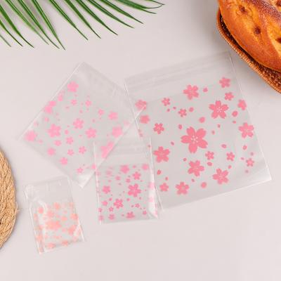 100 Stück transparente Geschenktüten aus Kunststoff, Sakura-Süßigkeiten, Kekse, Verpackungsbeutel mit selbstklebender DIY-Tasche, Hochzeitsdekoration, Partytüten