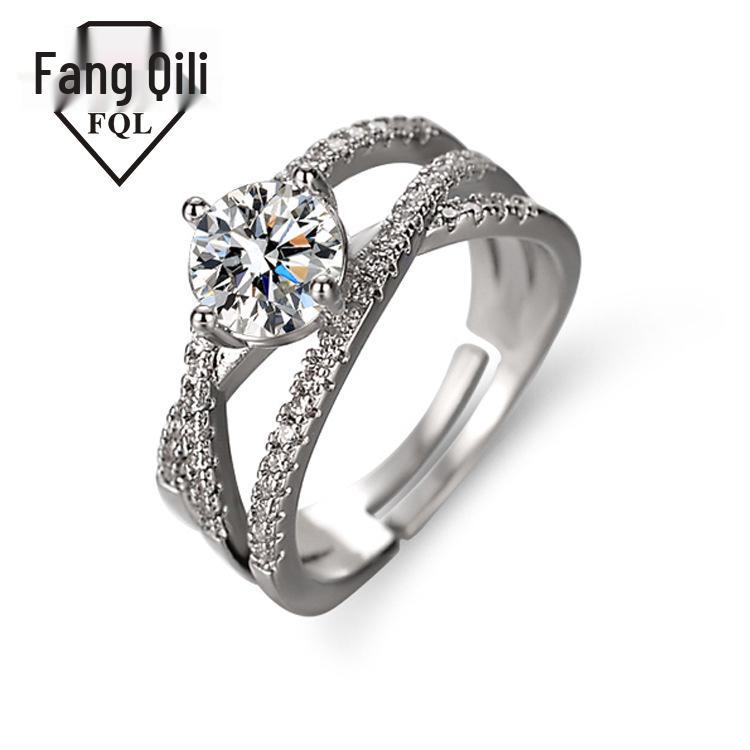 Live One Carat Simulated Moissanite Triple Band Engagement Ring