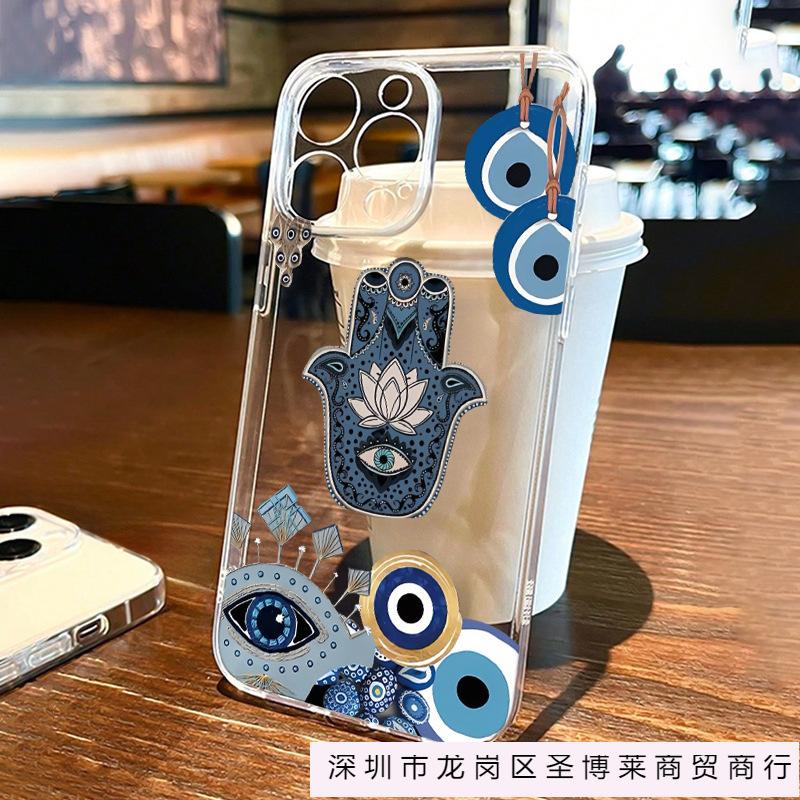 Trendy brand blue eye for iPhone11 Apple 13 mobile phone case 16/15/14 promax transparent soft case XsXr