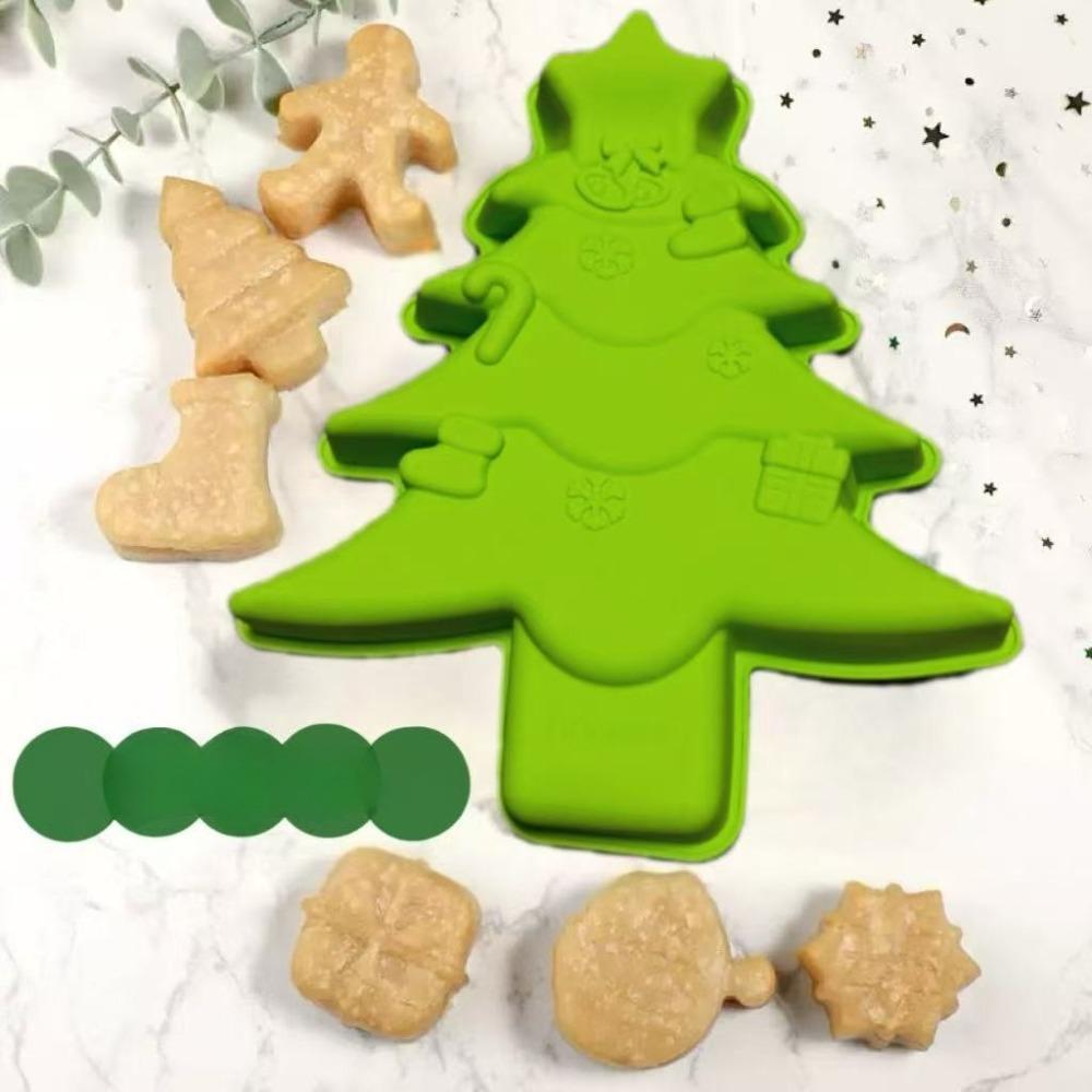 Christmas Silicone Baking Mold Classic Green Christmas Tree Pendant Mold for Chocolate Cake Jelly Suitable for Christmas