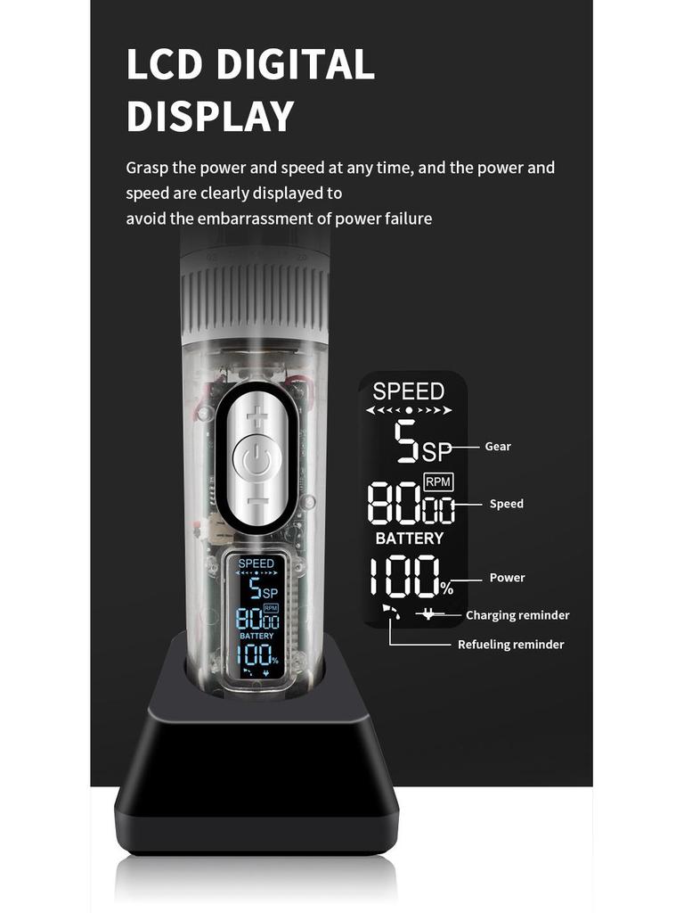 High-Power Transparent Hair Clipper with Base, Ceramic Blade Electric Clipper