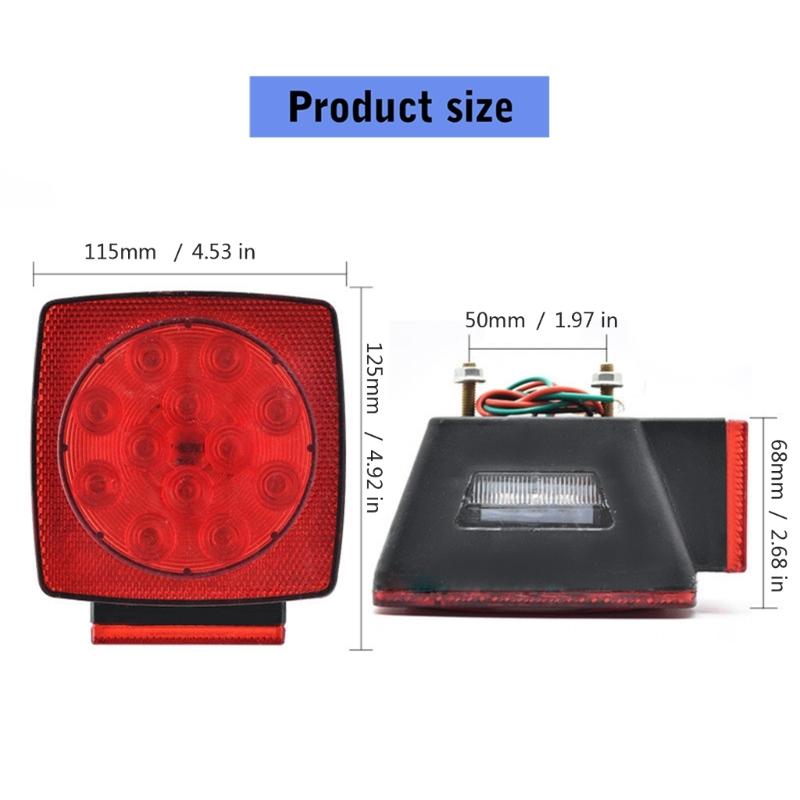 Shock Absorbing Square LED Truck Trailer Tail Light Lamp Waterproof Design Shockproof Structure Long Lasting Brightness