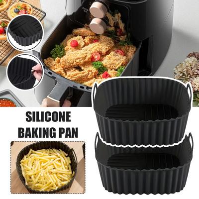 Air Fryer Baking Pan Square Silicone Mat Non Stick Oven Tray Heat Resistant Cooking Pad For Microwave Grill Kitchen Accessories