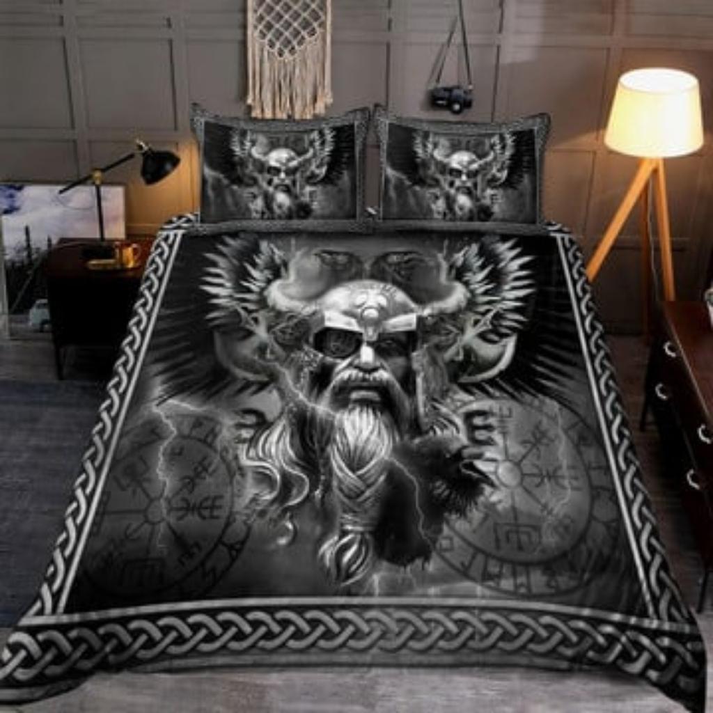 Tmarc Tee Viking Odin Raven Vegvisir Thunder Sängkläder Set Täcken Cover Set