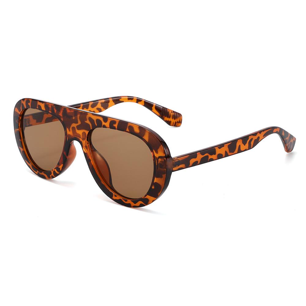 

Y2K Retro Luxurious Round Leopard Print Big for Women Sunglasses Trendy Eyeglasses Multicolor Lenses Unisex Design Outdoor Glasses Fashion UV400 as picture