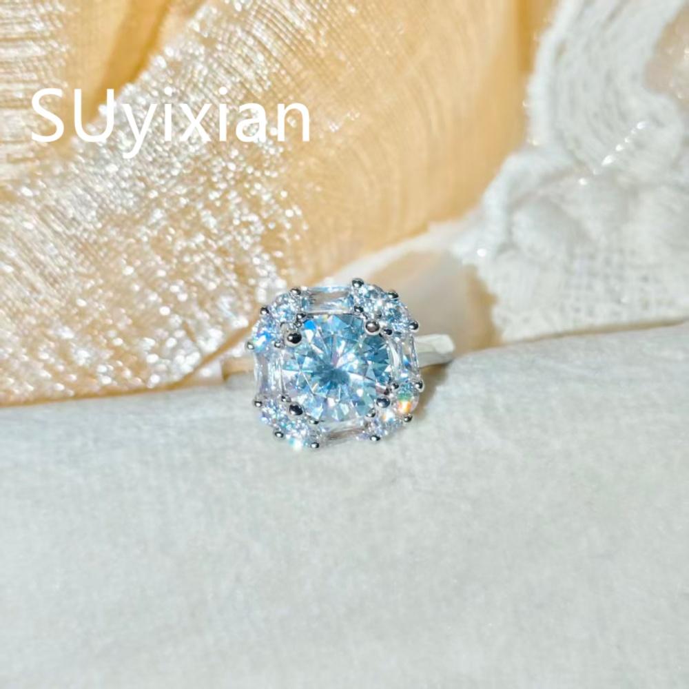 925 Sterling Silver Light Luxury Sugar Cube Zircon Earrings Necklace Ring Jewelry Set Ladies Jewelry Birthday Anniversary Gift