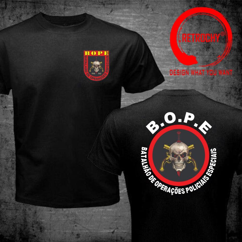 Brazil Bope Batallon Tropa De Elite Brazilian Special Forces T Shirt Unisex Fashion Hip Hop Tops Tee Harajuku Streetwear TShirt