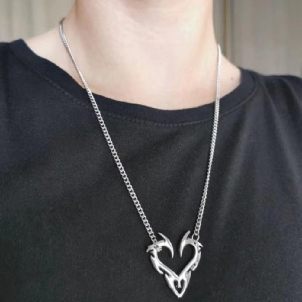 Choker Kette Y2K Halskette Gothic Anhänger Punk Halskette Mode Herz Zähne Anhänger Damen Herren