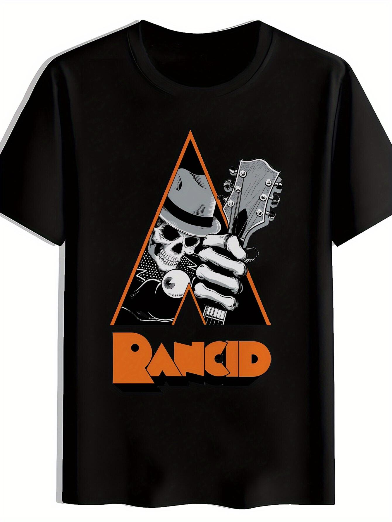 

Rock Band Graphic T-shirt - Retro Print with Guitar & Skull Design XL