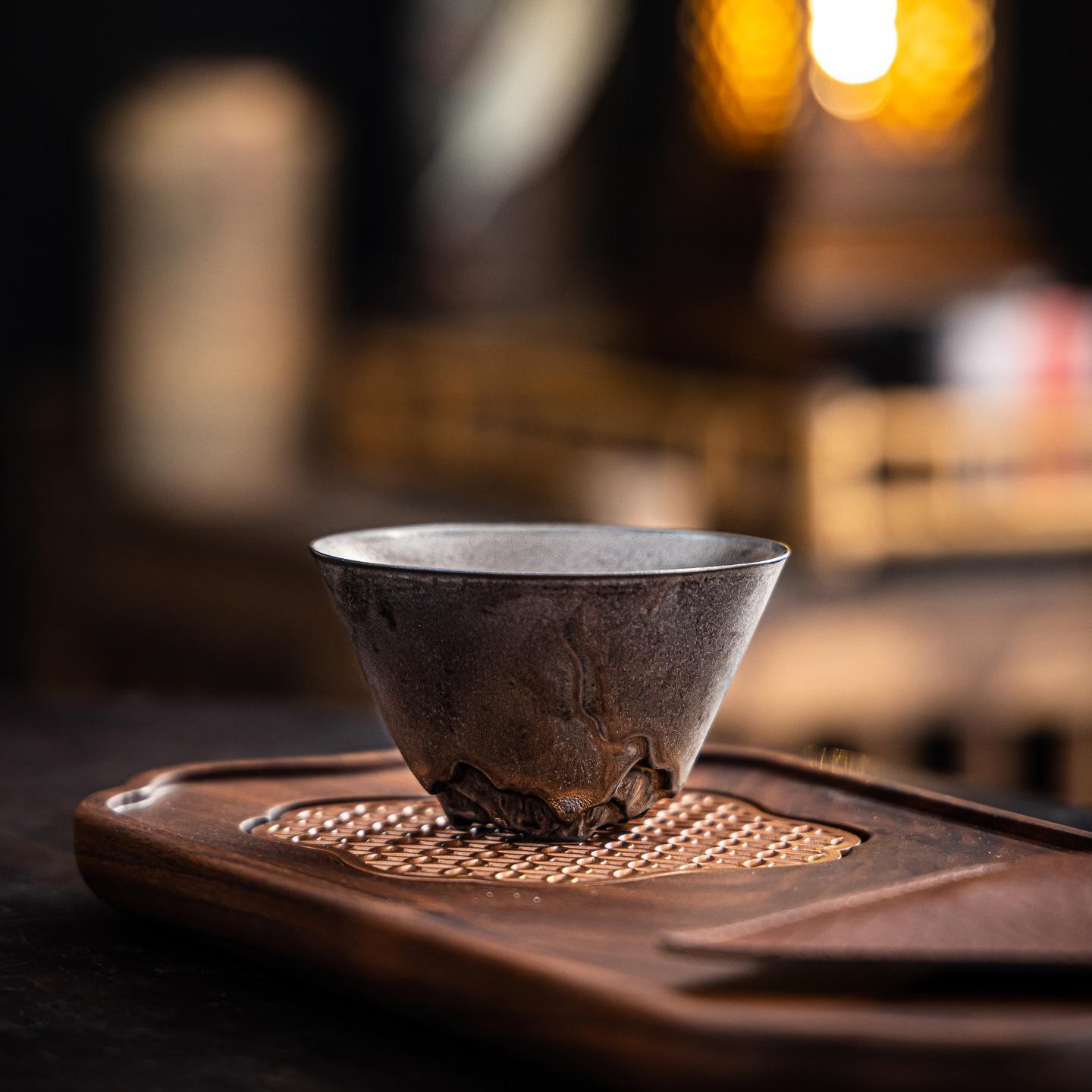 Gilt Rust Glaze Tea Cup Coarse Pottery Tea Cup Master Cup Ceramic Cup New Chinese Mountain Cup  200ml