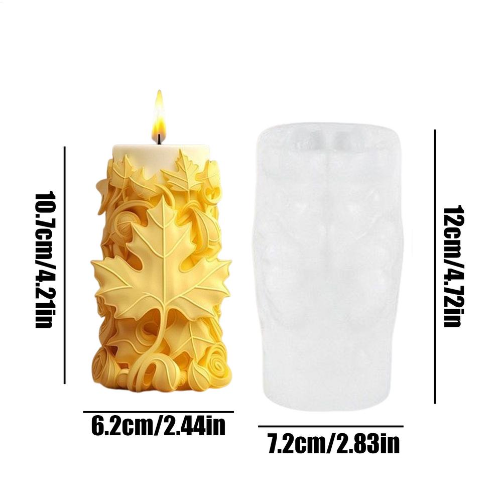 3D Reliéf podzimních listů válcová svíčka silikonová forma ručně vyrobená javorový list sloup pryskyřičná forma Javorový list cement sádra formy