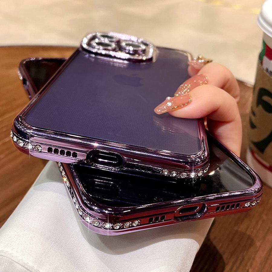 Luxusní pouzdro na telefon Bling Bling Diamond Frame pro iPhone 16 Pro Max 16 Plus 16 iPhone 15 14 13 12 11 Transparentní nárazuvzdorný kryt