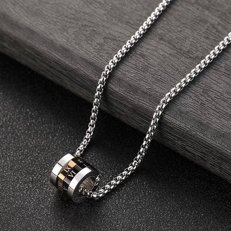 Roman Numerals Small Waist Transfer Necklace Men's Trend Brand Versatile Titanium Steel Pendant Sweater Chain High-end Chain Light Luxury