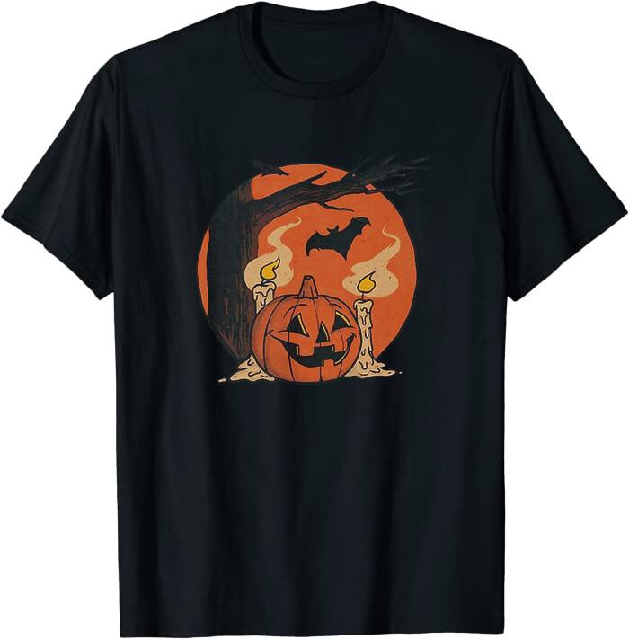 Vintage Pumpkin Scene Halloween Classic T-shirt XXL