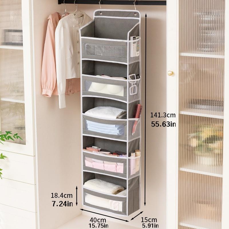 1pc Door Storage Device, 5-Shelf Hanging Storage Organizer, 5 Large Capacity Pockets for Bedroom, Bathroom, Toy, Diaper Storage