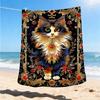 1pc Cat Ornament Print Outdoor Blanket, Lightweight Polyester,