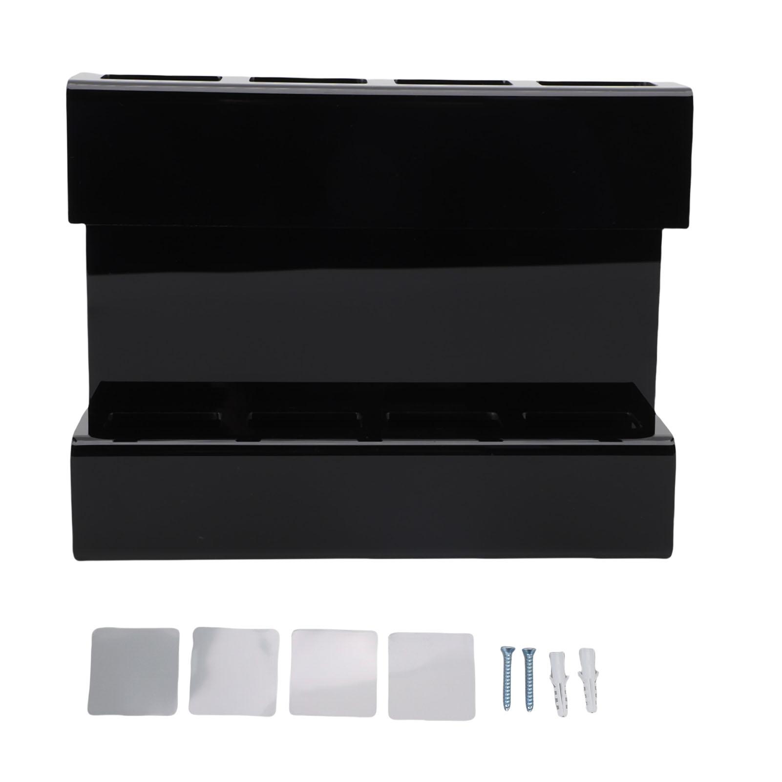 

Настенный держатель для соломинок с клейким дном, дренажем, акриловой дверцей шкафа, многоразовым хранением соломинок чёрный