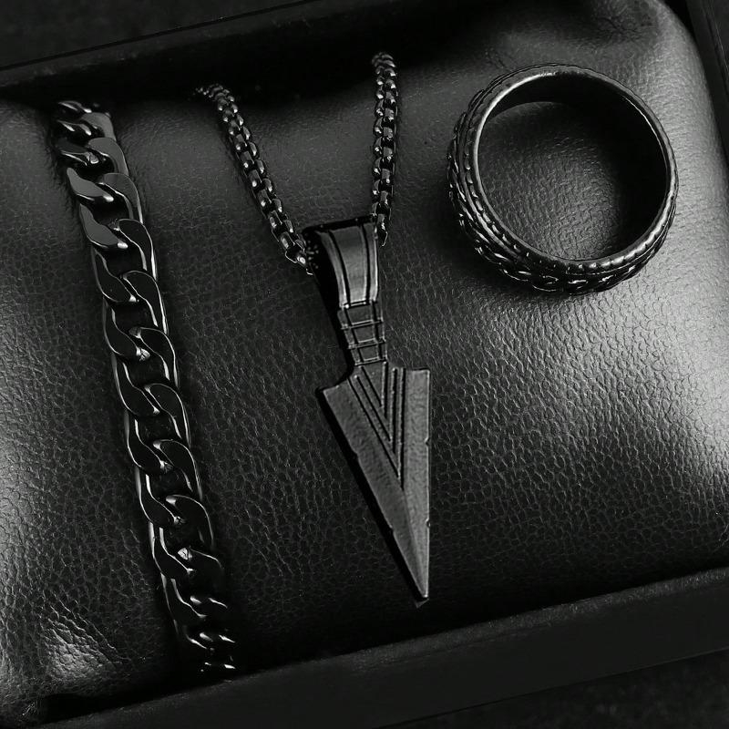 Cross Jewelry Chain Ring Bracelet Necklace 3 Sets