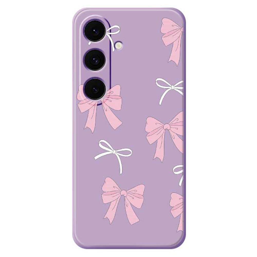 For Samsung Galaxy S25 FE Case Pink Bows Pattern Printing Straight Edge TPU Phone Back Cover