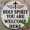 Vintage Holy Spirit Dove Cross Bohemian Metal Wall Art Rustic White Finish Home Decor