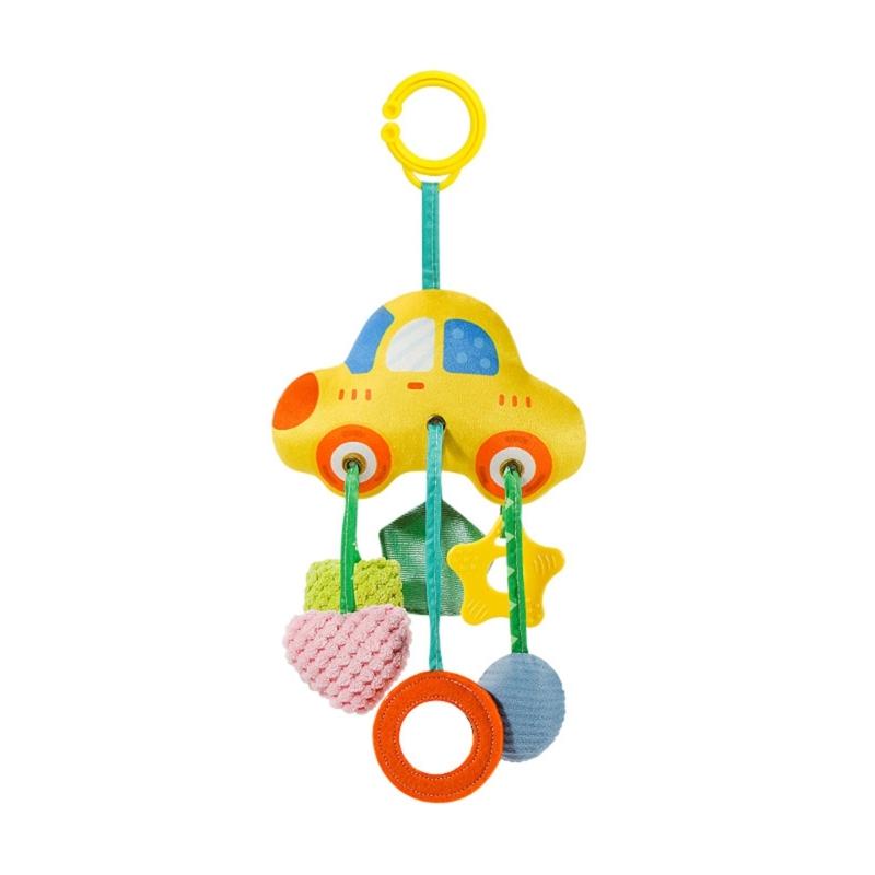 High Contrast Sensory Toy For Infants Plush Animal Hanging Rattle With Detachable Hooks For Stroller Crib
