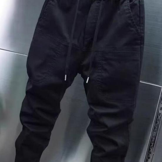 Pánské Cargo Kalhoty Volné Stahovací šňůrka na kotníky Pružný pas Jednobarevné Více kapes Fitness Streetwear Outdoor Cestování Sportovní kalhoty