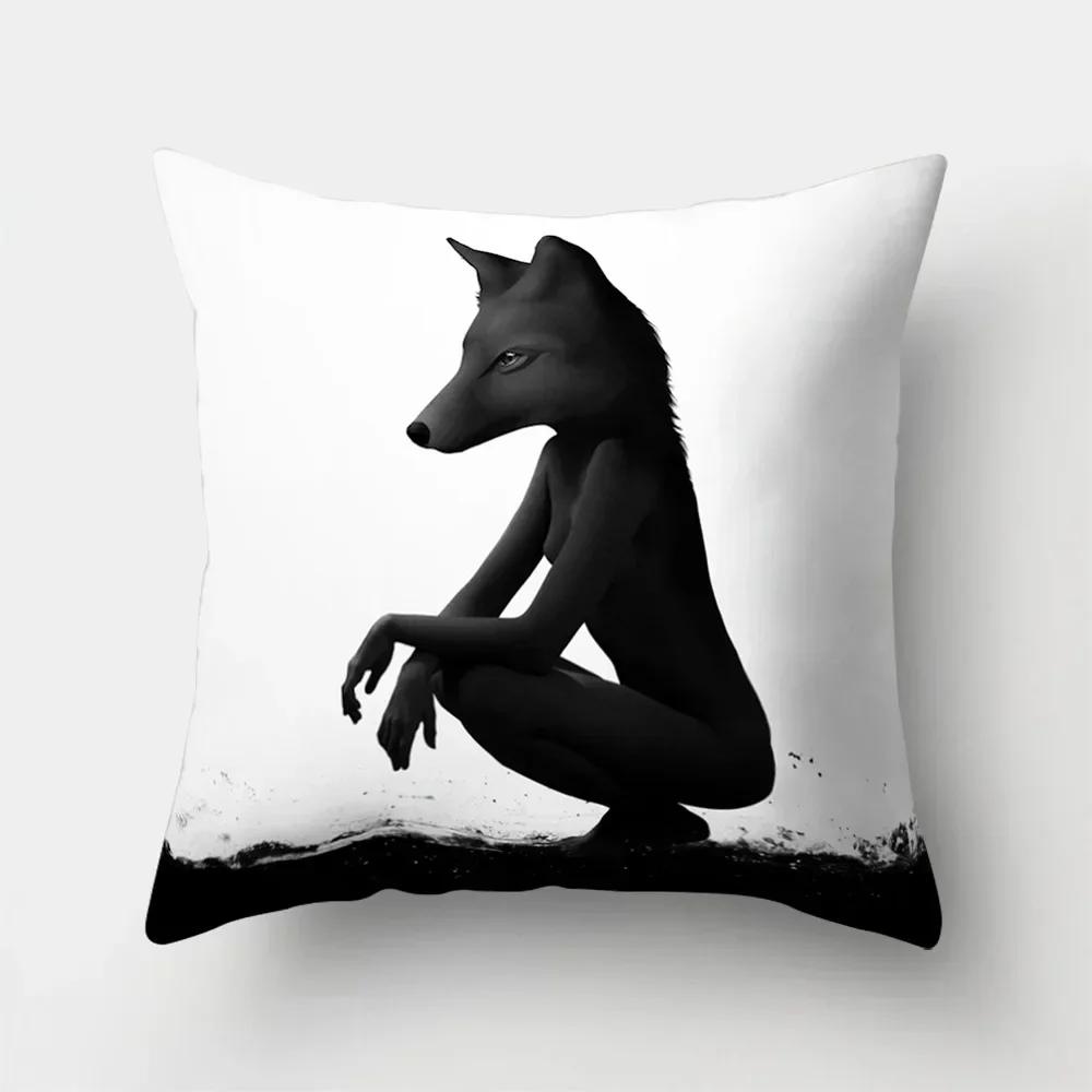 Fuchs Cartoon Muster Büro Kissenbezug Polyester Autokissen Heim Sofa Dekoration Salon