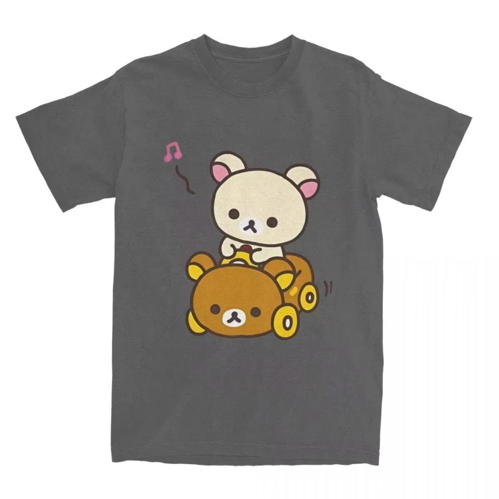 Car Drive Rilakkuma T-Shirt for Men Women Hipster Cotton Tee Shirt O Neck Short Sleeve T Shirt Plus Size Clothing