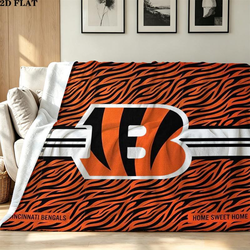 Cincinnati Bengals Print Flannel Blanket High Quality Warm Comfortable Cover for All Seasons Perfect for Gifts Home Decor