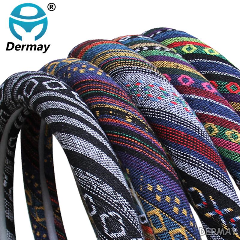 Nationaler Stil-Lenkradbezug, Flachs, M-Größe, passend für Außendurchmesser des Rades 37–38 cm, für VW Polo Golf, Kia, Chevrolet, 95 %