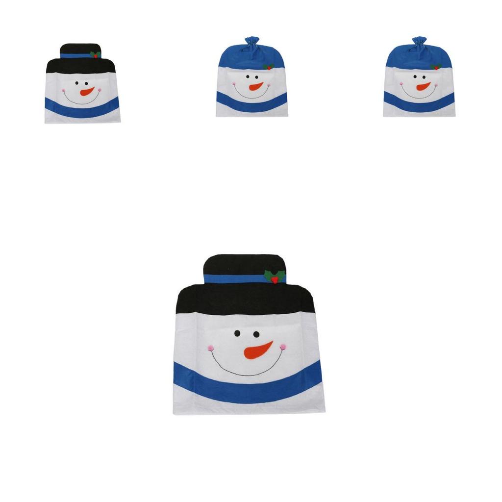 Christmas Chair Cover Set With Snowman Design For Holiday Home Decor